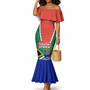 South Africa Heritage Day Mermaid Dress Celebrating Roots Flag Map Sunset Savanna