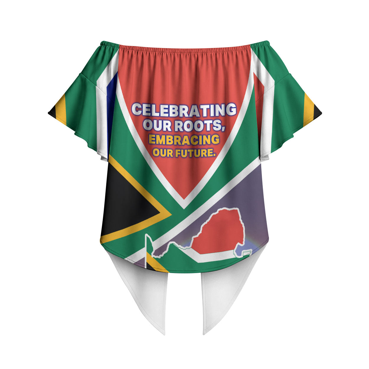 South Africa Heritage Day Off Shoulder Wrap Waist Top Celebrating Roots Flag Map Sunset Savanna