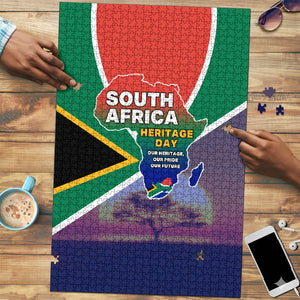 South Africa Heritage Day Puzzle Celebrating Roots Flag Map Sunset Savanna