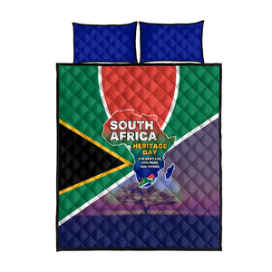 South Africa Heritage Day Quilt Bed Set Celebrating Roots Flag Map Sunset Savanna