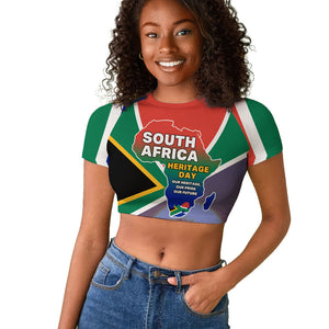 South Africa Heritage Day Raglan Cropped T shirt Celebrating Roots Flag Map Sunset Savanna