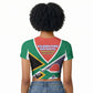 South Africa Heritage Day Raglan Cropped T shirt Celebrating Roots Flag Map Sunset Savanna