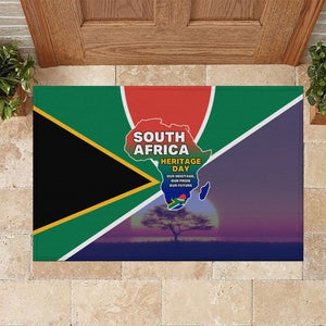South Africa Heritage Day Rubber Doormat Celebrating Roots Flag Map Sunset Savanna
