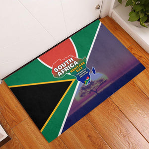 South Africa Heritage Day Rubber Doormat Celebrating Roots Flag Map Sunset Savanna