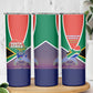 South Africa Heritage Day Skinny Tumbler Celebrating Roots Flag Map Sunset Savanna
