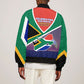 South Africa Heritage Day Sleeve Zip Bomber Jacket Celebrating Roots Flag Map Sunset Savanna