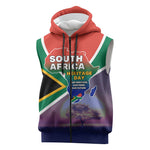 South Africa Heritage Day Sleeveless Zip Hoodie Celebrating Roots Flag Map Sunset Savanna