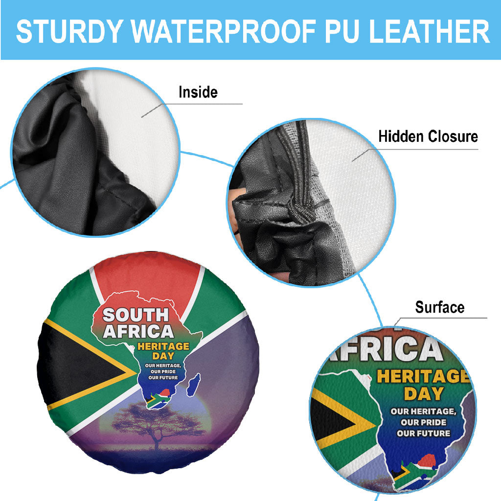 South Africa Heritage Day Spare Tire Cover Celebrating Roots Flag Map Sunset Savanna