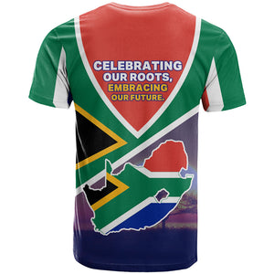 South Africa Heritage Day T shirt Celebrating Roots Flag Map Sunset Savanna