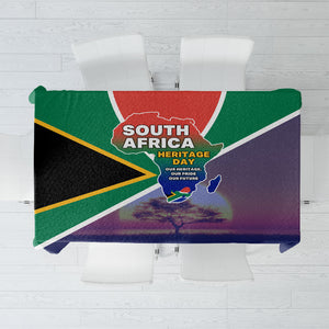 South Africa Heritage Day Tablecloth Celebrating Roots Flag Map Sunset Savanna