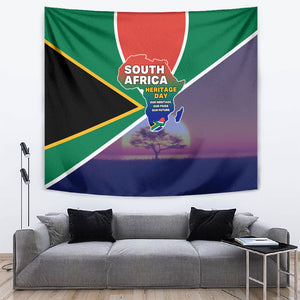 South Africa Heritage Day Tapestry Celebrating Roots Flag Map Sunset Savanna