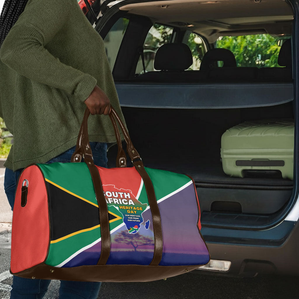 South Africa Heritage Day Travel Bag Celebrating Roots Flag Map Sunset Savanna