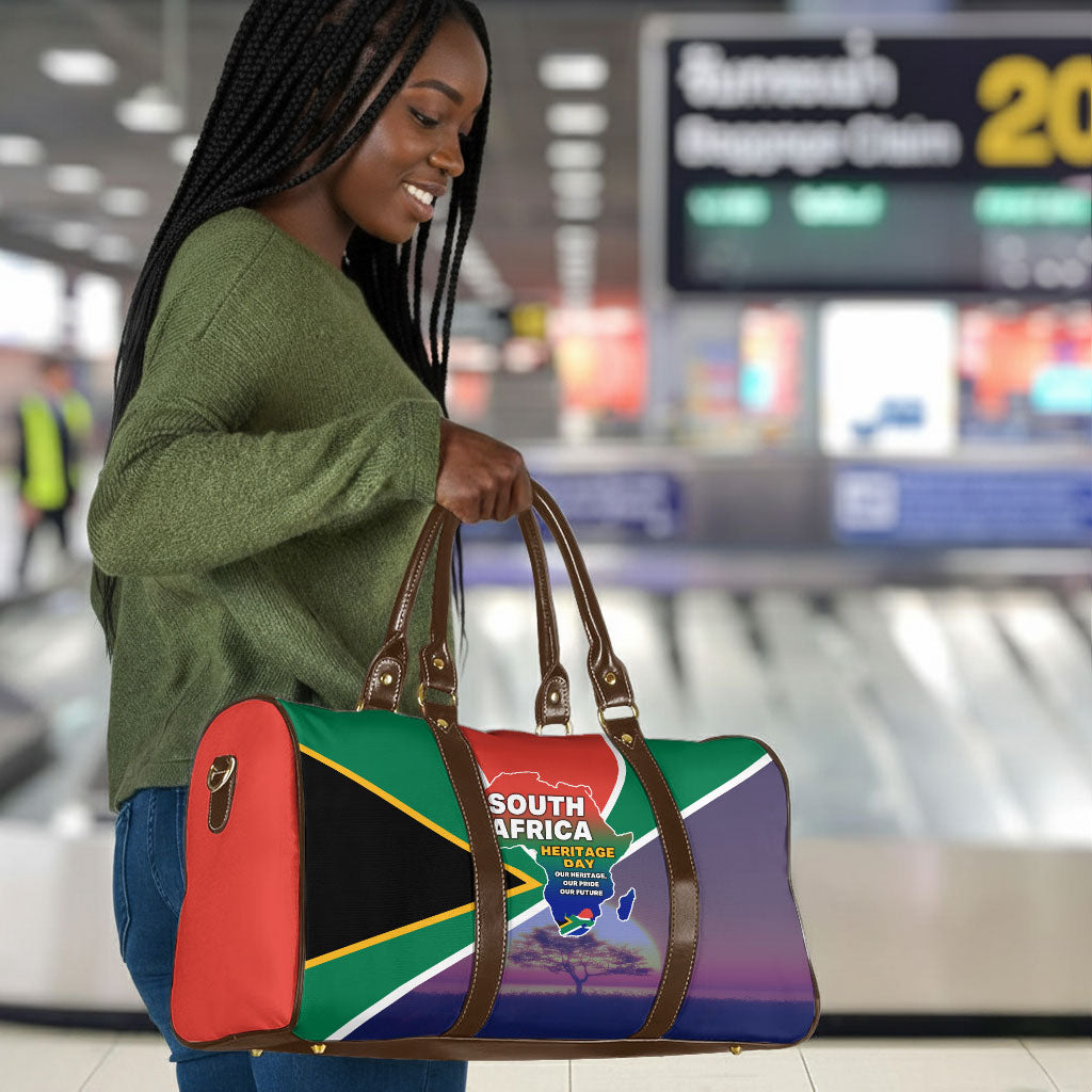 South Africa Heritage Day Travel Bag Celebrating Roots Flag Map Sunset Savanna