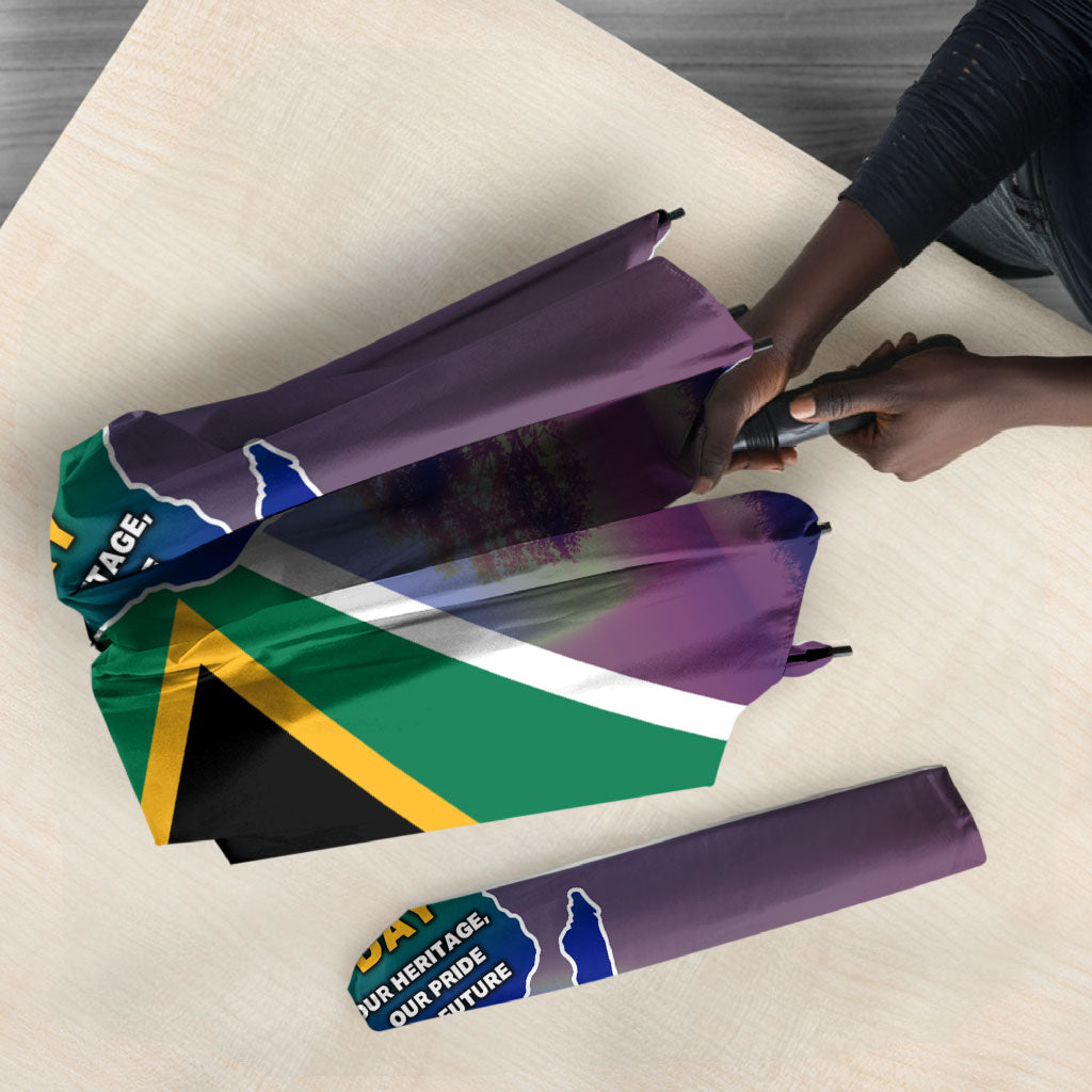 South Africa Heritage Day Umbrella Celebrating Roots Flag Map Sunset Savanna