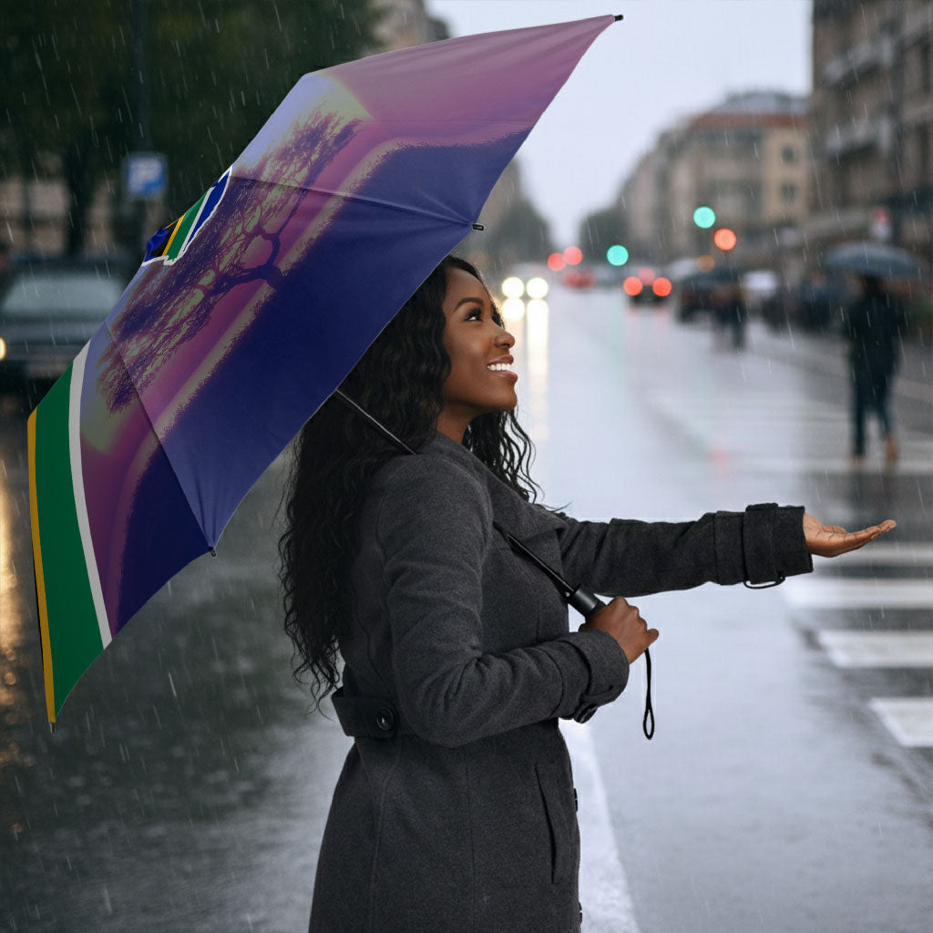 South Africa Heritage Day Umbrella Celebrating Roots Flag Map Sunset Savanna