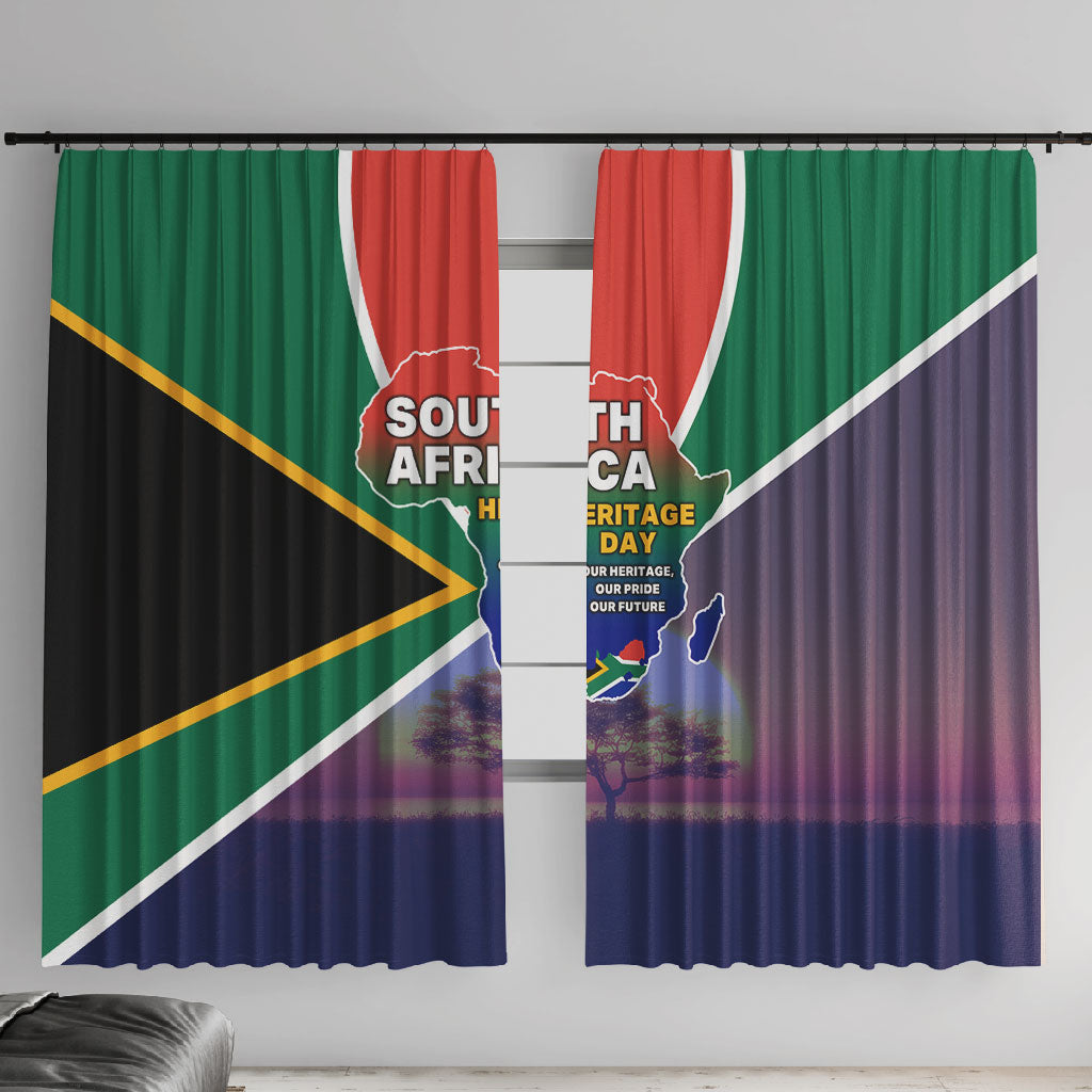 South Africa Heritage Day Window Curtain Celebrating Roots Flag Map Sunset Savanna