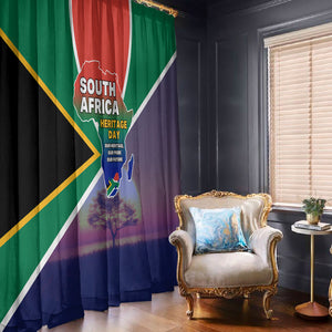 South Africa Heritage Day Window Curtain Celebrating Roots Flag Map Sunset Savanna