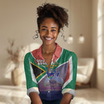 South Africa Heritage Day Women Casual Shirt Celebrating Roots Flag Map Sunset Savanna