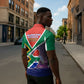 South Africa Heritage Day Zipper Polo Shirt Celebrating Roots Flag Map Sunset Savanna