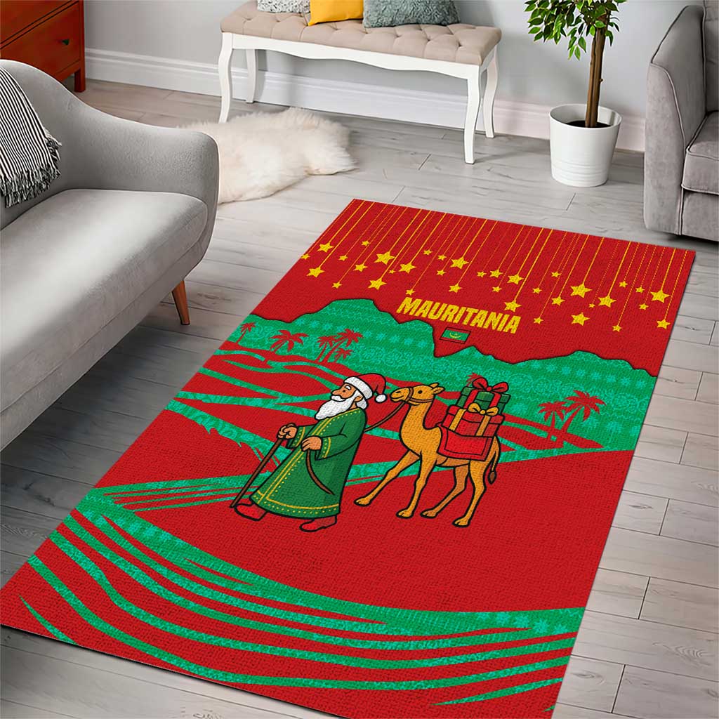 Mauritania Christmas Area Rug Santa Claus Camel Gift Boxes Starry Sky and Desert - African Pride
