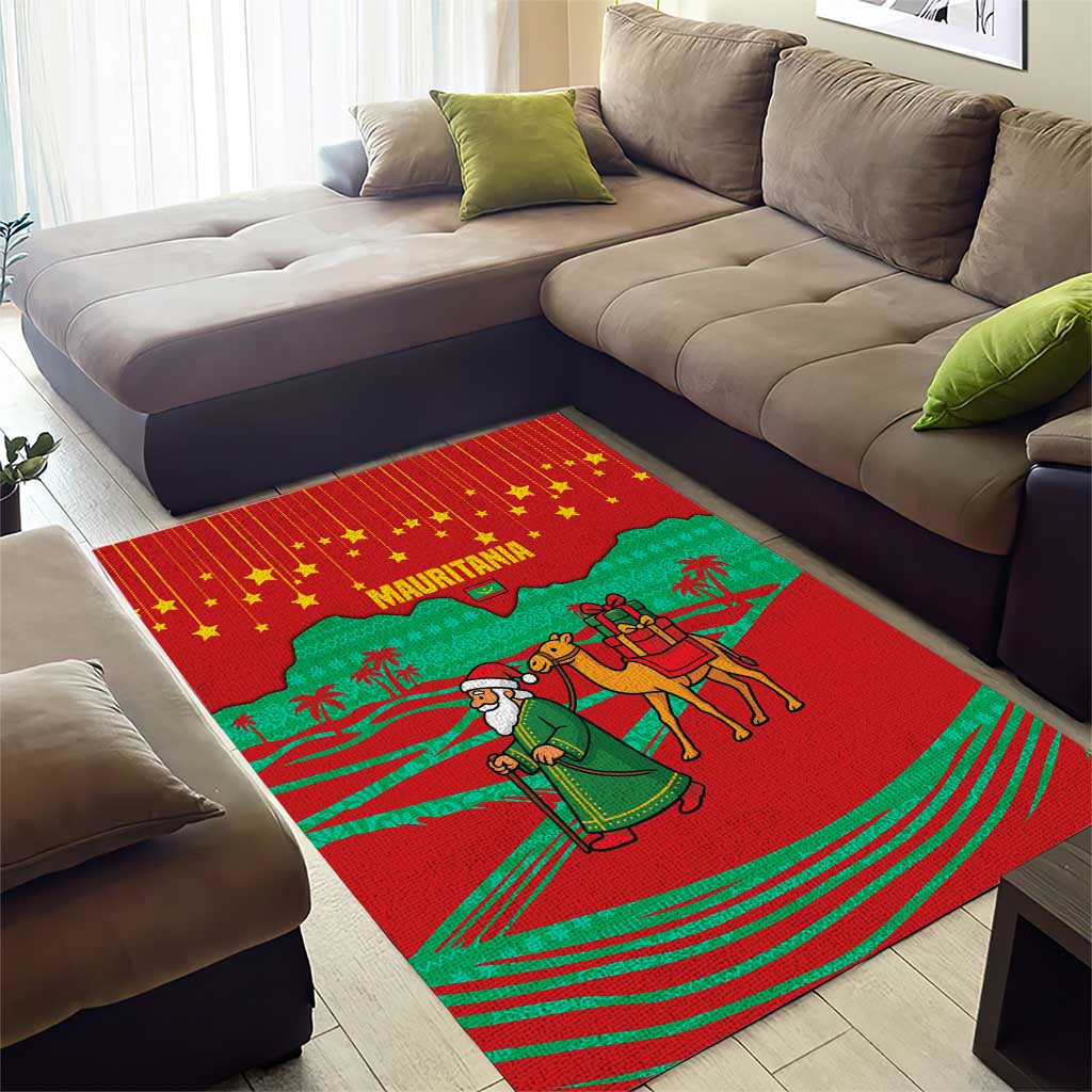 Mauritania Christmas Area Rug Santa Claus Camel Gift Boxes Starry Sky and Desert - African Pride