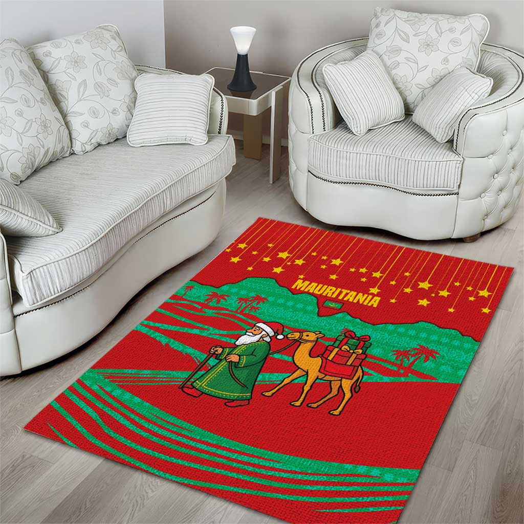 Mauritania Christmas Area Rug Santa Claus Camel Gift Boxes Starry Sky and Desert - African Pride