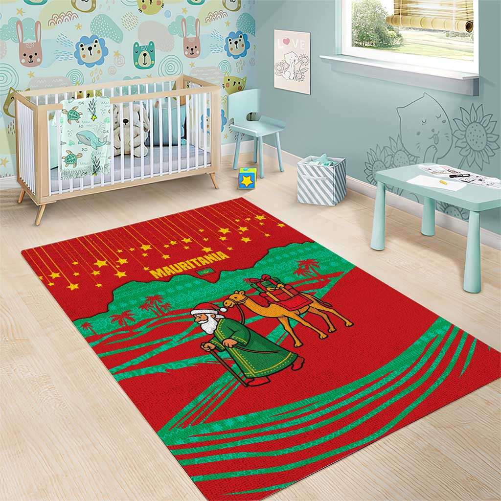 Mauritania Christmas Area Rug Santa Claus Camel Gift Boxes Starry Sky and Desert - African Pride