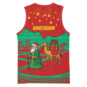 Mauritania Christmas Basketball Jersey Santa Claus Camel Gift Boxes Starry Sky and Desert - African Pride