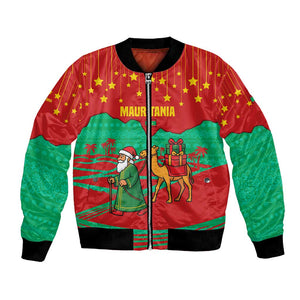 Mauritania Christmas Bomber Jacket Santa Claus Camel Gift Boxes Starry Sky and Desert - African Pride