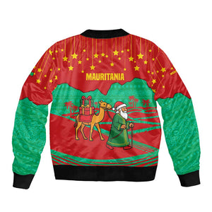 Mauritania Christmas Bomber Jacket Santa Claus Camel Gift Boxes Starry Sky and Desert - African Pride