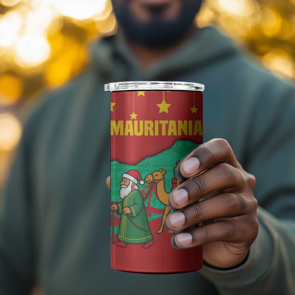 Mauritania Christmas 4 in 1 Can Cooler Tumbler Santa Claus Camel Gift Boxes Starry Sky and Desert - African Pride