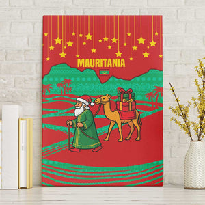Mauritania Christmas Canvas Wall Art Santa Claus Camel Gift Boxes Starry Sky and Desert - African Pride