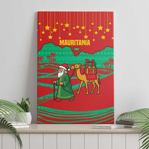Mauritania Christmas Canvas Wall Art Santa Claus Camel Gift Boxes Starry Sky and Desert - African Pride
