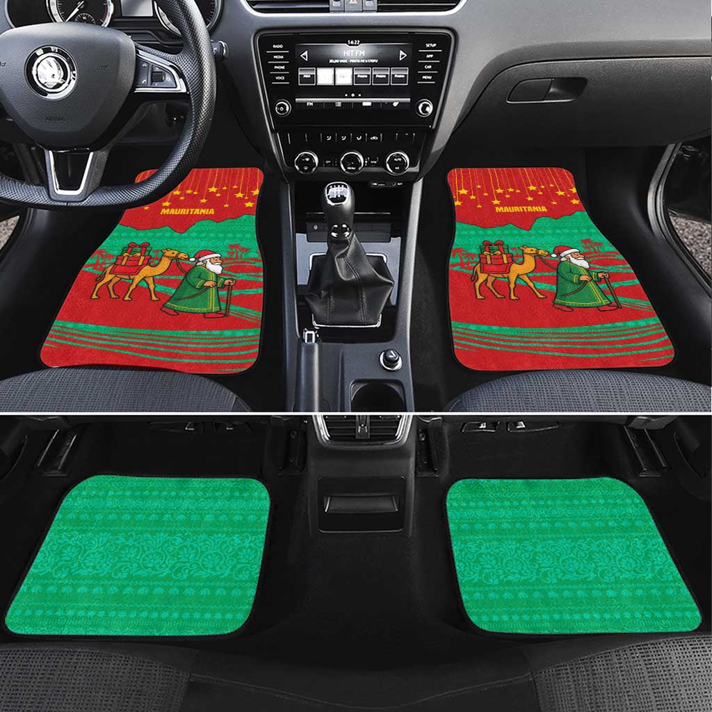 Mauritania Christmas Car Mats Santa Claus Camel Gift Boxes Starry Sky and Desert - African Pride