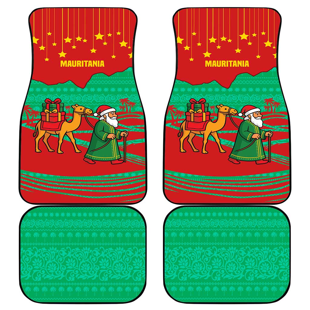 Mauritania Christmas Car Mats Santa Claus Camel Gift Boxes Starry Sky and Desert - African Pride