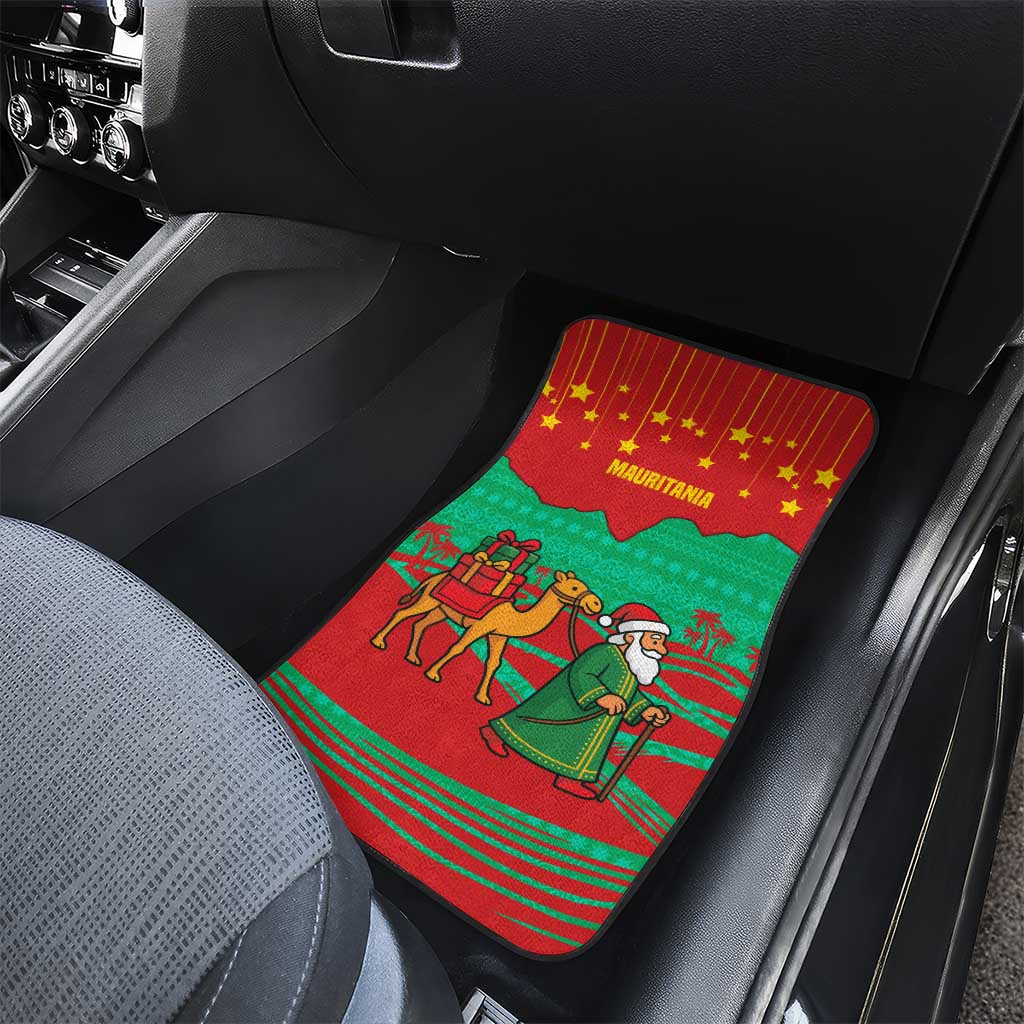 Mauritania Christmas Car Mats Santa Claus Camel Gift Boxes Starry Sky and Desert - African Pride