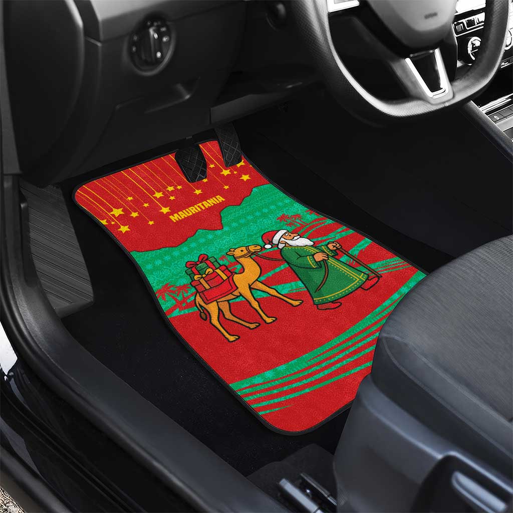 Mauritania Christmas Car Mats Santa Claus Camel Gift Boxes Starry Sky and Desert - African Pride