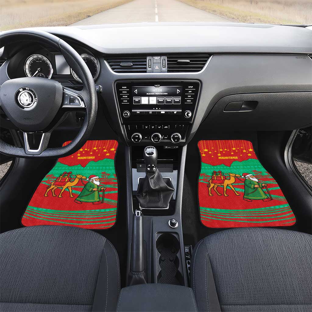 Mauritania Christmas Car Mats Santa Claus Camel Gift Boxes Starry Sky and Desert - African Pride