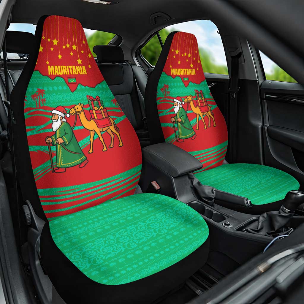 Mauritania Christmas Car Seat Cover Santa Claus Camel Gift Boxes Starry Sky and Desert - African Pride