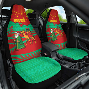 Mauritania Christmas Car Seat Cover Santa Claus Camel Gift Boxes Starry Sky and Desert - African Pride
