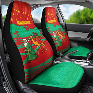 Mauritania Christmas Car Seat Cover Santa Claus Camel Gift Boxes Starry Sky and Desert - African Pride