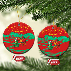 Mauritania Christmas Ceramic Ornament Santa Claus Camel Gift Boxes Starry Sky and Desert - African Pride