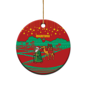 Mauritania Christmas Ceramic Ornament Santa Claus Camel Gift Boxes Starry Sky and Desert - African Pride