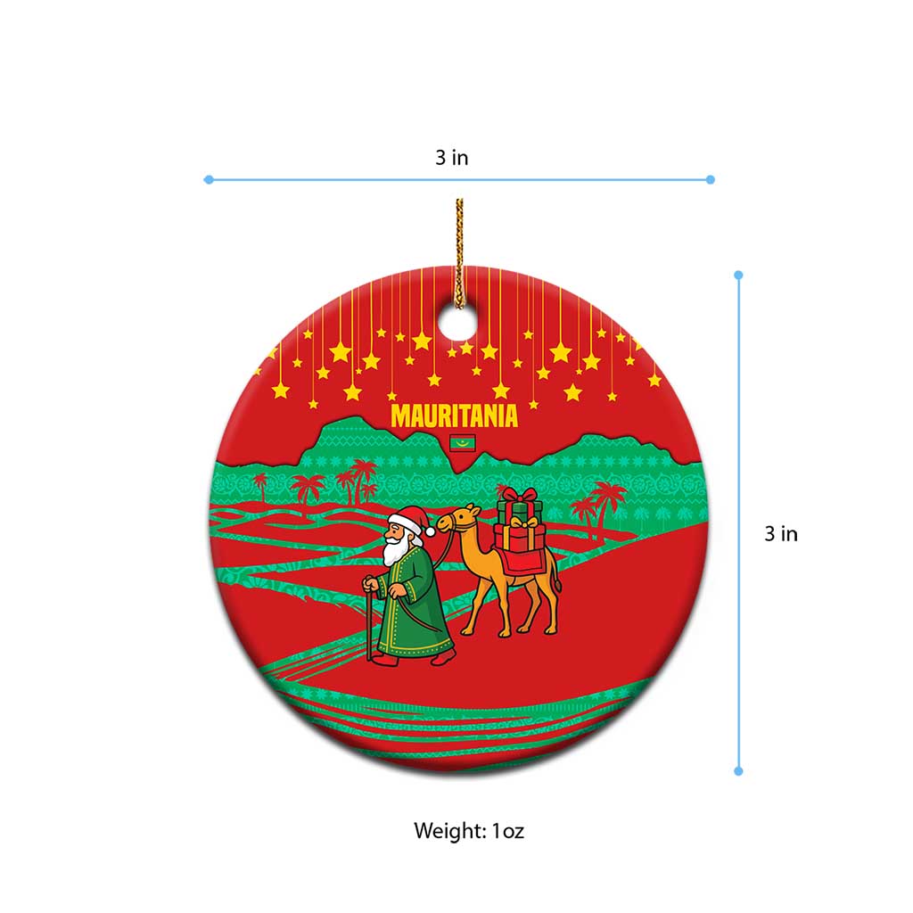 Mauritania Christmas Ceramic Ornament Santa Claus Camel Gift Boxes Starry Sky and Desert - African Pride