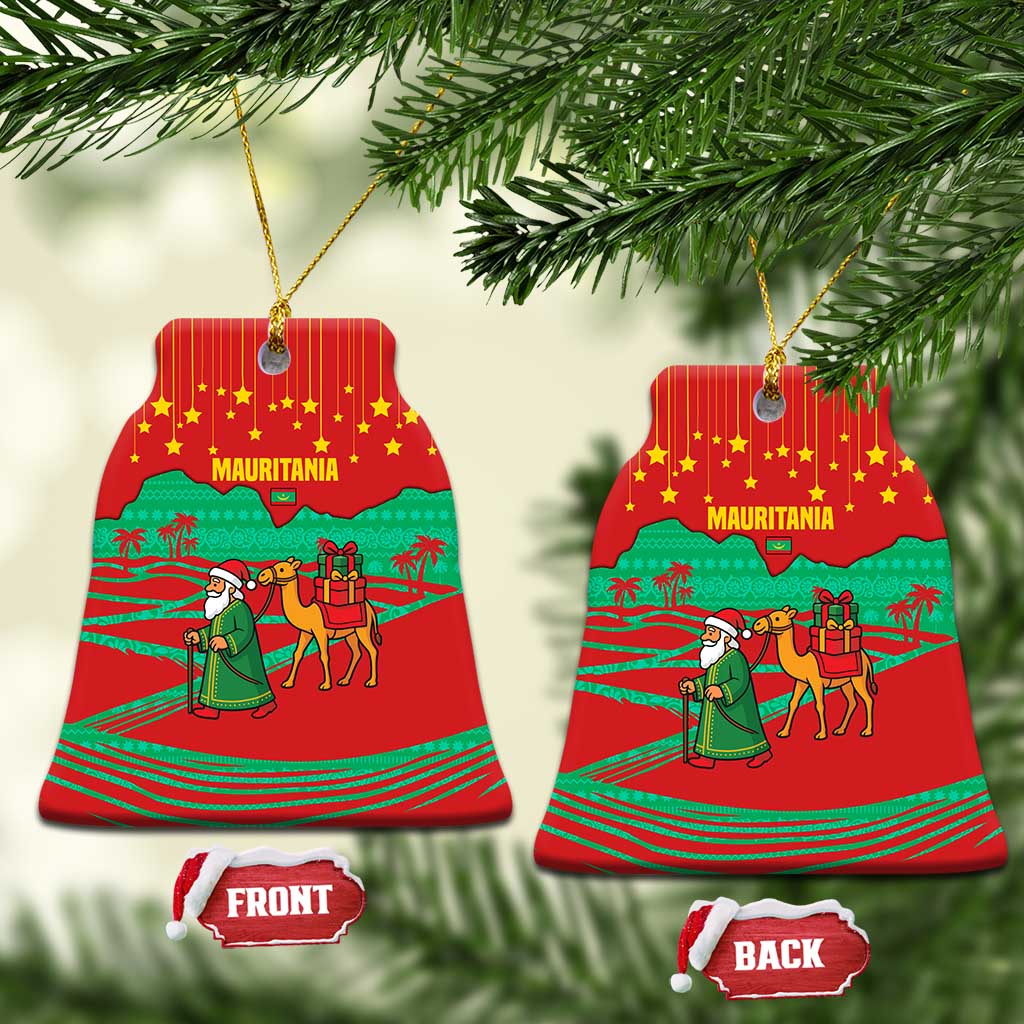 Mauritania Christmas Ceramic Ornament Santa Claus Camel Gift Boxes Starry Sky and Desert - African Pride