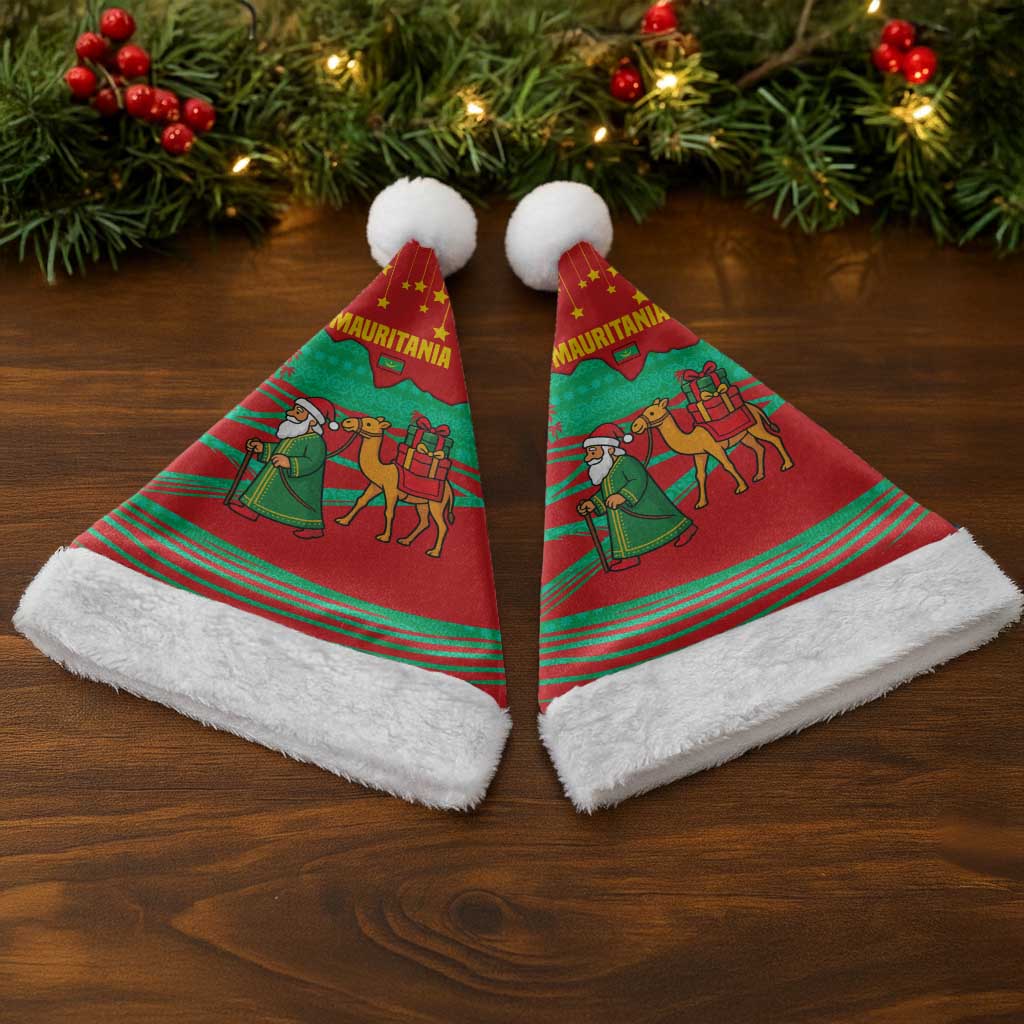 Mauritania Christmas Santa Hat Santa Claus Camel Gift Boxes Starry Sky and Desert - African Pride