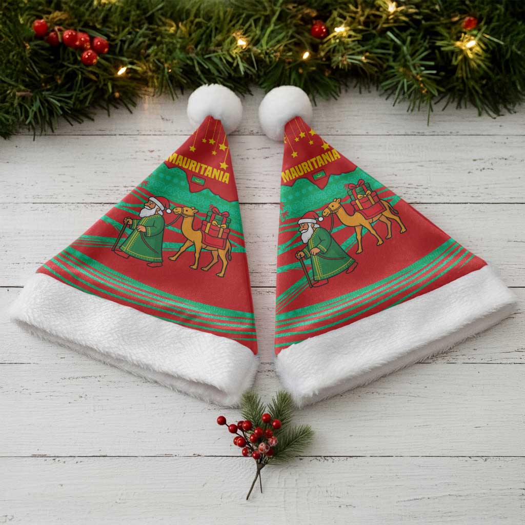 Mauritania Christmas Santa Hat Santa Claus Camel Gift Boxes Starry Sky and Desert - African Pride