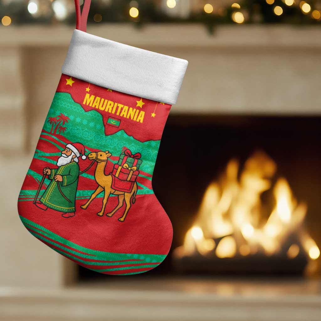 Mauritania Christmas Stocking Santa Claus Camel Gift Boxes Starry Sky and Desert - African Pride