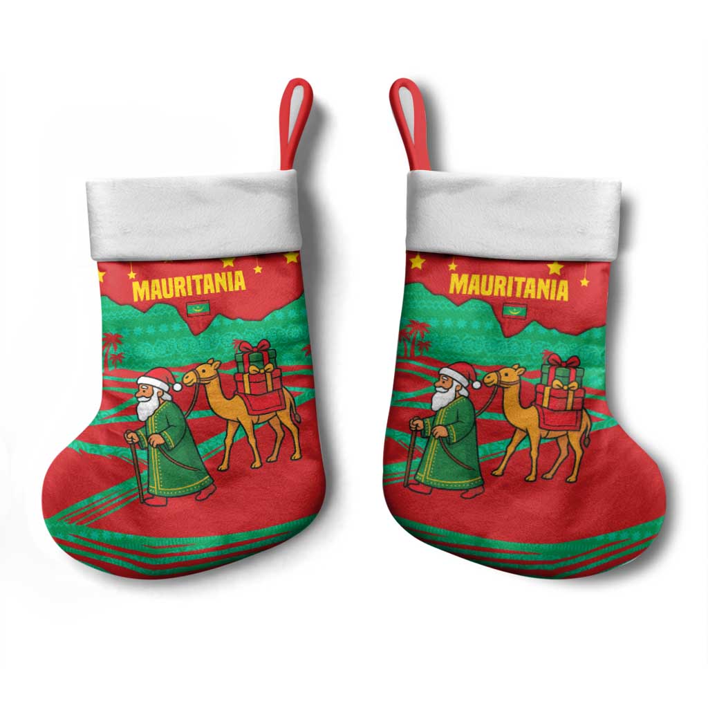 Mauritania Christmas Stocking Santa Claus Camel Gift Boxes Starry Sky and Desert - African Pride