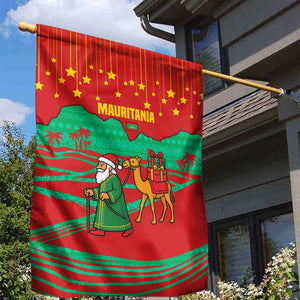Mauritania Christmas Garden Flag Santa Claus Camel Gift Boxes Starry Sky and Desert - African Pride
